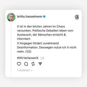 Einer der neuesten Instagram-Posts von Britta Haßelmann